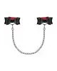 Кожаные наручники-банты с длинной цепью Obsessive A745 cuffs, черно-красные, длинная цепь photo 3