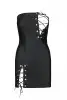 Мини-платье из экокожи Passion Celine Chemise 4XL/5XL black, шнуровка, трусики в комплекте photo 3