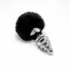 Металлическая анальная пробка Кроличий хвостик Alive Fluffy Twist Plug L Black, диаметр 3,8 см photo 2