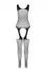 Сетчатый телесный бодистокинг с двойным плетением и подвязками Casmir CA007 photo 4