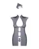 Эротический костюм стюардессы Obsessive Stewardess 3 pcs costume grey L/XL, серый, платье, стринги photo 3
