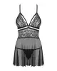 Эротический кружевной комплект с сеточкой Obsessive 838-BAB-1 babydoll & thong black S/M, черный photo 3