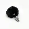 Металлическая анальная пробка Кроличий хвостик Alive Fluffy Twist Plug S Black, диаметр 2,9 см photo 2
