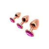 Металлическая анальная пробка Wooomy Tralalo Rose Gold Metal Plug Magenta S диаметр 2,8см, длина 7см photo 4