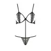 Комплект белья QUENTRIS BIKINI black L/XL - Passion Exclusive, стринги и полуоткрытый лиф photo 3