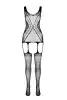 Бодистокинг Passion ECO BS007 black, с доступом, силуэтный рисунок, имитация подвязок photo 5