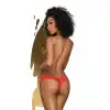 Трусики-тонг Penthouse Dangerous Darling L/XL Red, кружево, высокая посадка, вырез спереди, бантик photo 2
