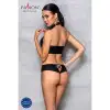 Комплект из эко-кожи Nancy Bikini black S/M - Passion, бра и трусики с имитацией шнуровки photo 4