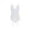 Корсет с пажами, трусики с ажурным декором и открытым шагом Ursula Corset white S/M — Passion photo 3