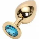 Анальная пробка SWAROVSKI BLUE, золотистая photo 3
