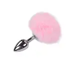 Металлическая анальная пробка Кроличий хвостик Alive Fluffy Plug S Pink, диаметр 2,8 см photo 1