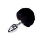 Металлическая анальная пробка Кроличий хвостик Alive Fluffy Plug M Black, диаметр 3,4 см photo 1