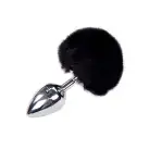 Металлическая анальная пробка Кроличий хвостик Alive Fluffy Plug L Black, диаметр 3,9 см photo 1