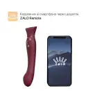 Смартвибратор 3в1 Zalo — Queen Wine Red, пульсирующая жемчужина и вакуум, кристалл Swarovski photo 2