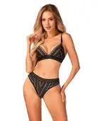 Комплект белья Obsessive Natilya 2-pcs set XS/S, black, бюстгальтер, трусики photo 1
