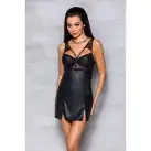 Бэби-долл из эко-кожи и кружева Loona Chemise black L/XL - Passion photo 3