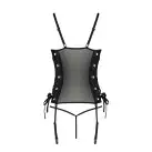 Сетчатый корсет из эко-кожи, с люверсами и съемными пажами Malwia Corset black XXL/XXXL — Passion photo 6