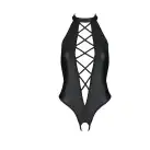 Боди из эко-кожи с имитацией шнуровки и открытым доступом Nancy Body black S/M - Passion photo 3