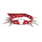 Чокер сердце с большими шипами, из натуральной кожи Art of Sex - Crystal, Красный photo 2