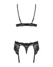 Кружевной комплект белья Obsessive 810-SEG-1 L/XL Black, бюстгальтер, стринги, пояс для чулок photo 4