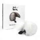 Силиконовая анальная пробка с хвостом из натурального меха Art of Sex size M White fox photo 5