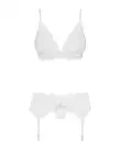 Кружевной комплект белья Obsessive 810-SEG-1 L/XL White, бюстгальтер, стринги, пояс для чулок photo 3