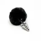 Металлическая анальная пробка Кроличий хвостик Alive Fluffy Twist Plug M Black, диаметр 3,4 см photo 2