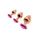 Металлическая анальная пробка Wooomy Tralalo Rose Gold Metal Plug Magenta S диаметр 2,8см, длина 7см photo 4