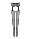 Сетчатые чулки-стокинги с узором на ягодицах Obsessive Garter stockings S232 S/M/L, черные, имитация photo 3
