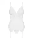 Сатиновый кружевной корсет Obsessive 810-COR-2 babydoll & thong L/XL, белый, корсет, танга photo 3