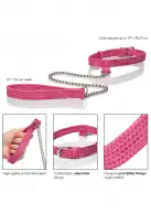 CalExotics Tickle Me Pink Collar w Leash - дизайнерский ошейник с поводком photo 3