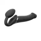 Безремневой страпон с вибрацией Strap-On-Me Vibrating Black L, диаметр 3,7см, пульт ДУ, регулируемый photo 1